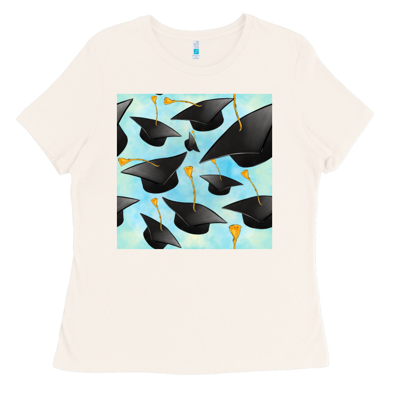 Graduation Cap Seamless Pattern Ladies Tee by BundleAndBundleShop | Teevron