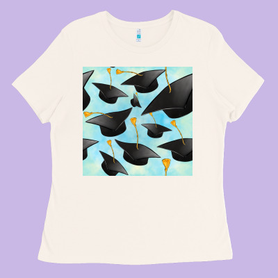 Graduation Cap Seamless Pattern Ladies Tee Designed By Bundleandbundleshop