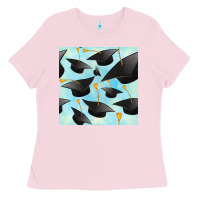 Bubblegum Pink graduation cap seamless pattern Ladies Tee - BundleAndBundleShop