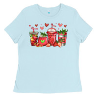 Baby Blue strawberry coffee cups Ladies Tee - Jasminsmagicworld