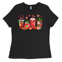 Black strawberry coffee cups Ladies Tee - Jasminsmagicworld