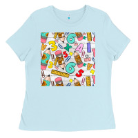Baby Blue back to school seamless pattern Ladies Tee - BundleAndBundleShop