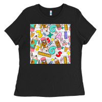 Black back to school seamless pattern Ladies Tee - BundleAndBundleShop