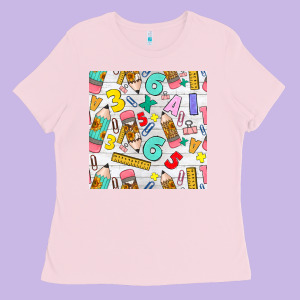 Back To School Seamless Pattern Ladies Tee Designed By Bundleandbundleshop