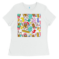 White back to school seamless pattern Ladies Tee - BundleAndBundleShop