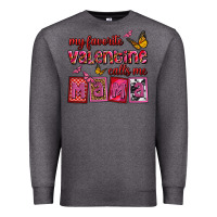 Charcoal Heather my favorite valentine calls me mama Premium Sweatshirt - OliviaCreatesArt
