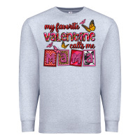 Heather Grey my favorite valentine calls me mama Premium Sweatshirt - OliviaCreatesArt