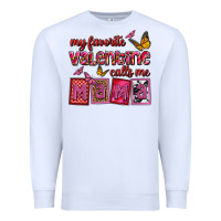 White my favorite valentine calls me mama Premium Sweatshirt - OliviaCreatesArt