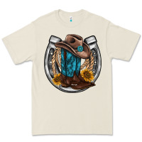 Bone western horseshoe boots hat rope sunflower Premium Tee - AdoDesignShop