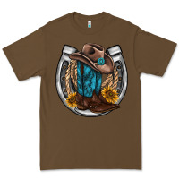 Cacao western horseshoe boots hat rope sunflower Premium Tee - AdoDesignShop