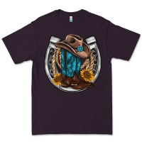 Plum western horseshoe boots hat rope sunflower Premium Tee - AdoDesignShop