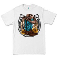 White western horseshoe boots hat rope sunflower Premium Tee - AdoDesignShop