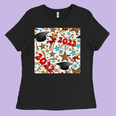 Graduation 2022 Seamless Pattern Ladies Tee Designed By Bundleandbundleshop