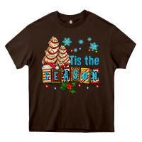 Chocolate Brown tis the season christmas tree cake ado Heavy Core Tee - AdoDesignShop