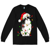 Black christmas shih tzu dog Long Sleeve Tee - LillyAllenDesigns