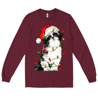Burgundy christmas shih tzu dog Long Sleeve Tee - LillyAllenDesigns