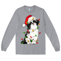 Heather Grey christmas shih tzu dog Long Sleeve Tee - LillyAllenDesigns