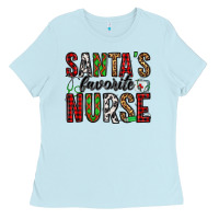 Baby Blue santa's favorite nurse Ladies Tee - Jasminsmagicworld