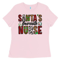 Bubblegum Pink santa's favorite nurse Ladies Tee - Jasminsmagicworld