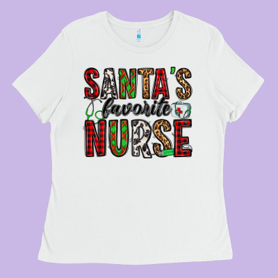 Santa's Favorite Nurse Ladies Tee Designed By Jasminsmagicworld