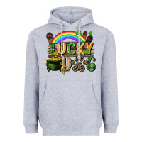Heather Grey Lucky dog St. Patrick's Day Heavyweight Hoodie - CowGirlArtShop