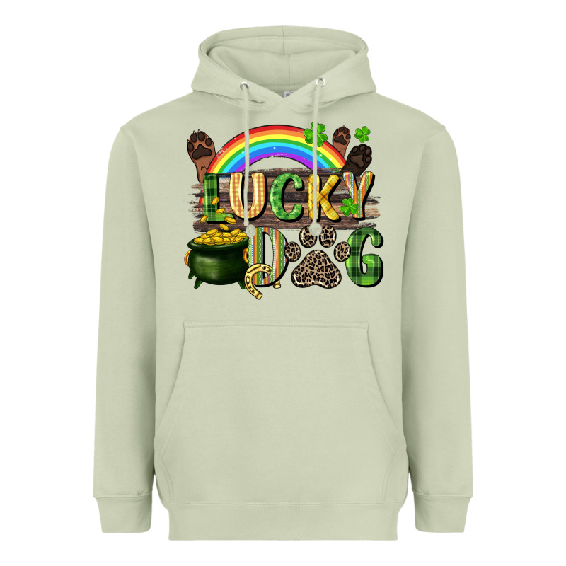 Lucky Dog St. Patrick's Day Heavyweight Hoodie by CowGirlArtShop | Teevron