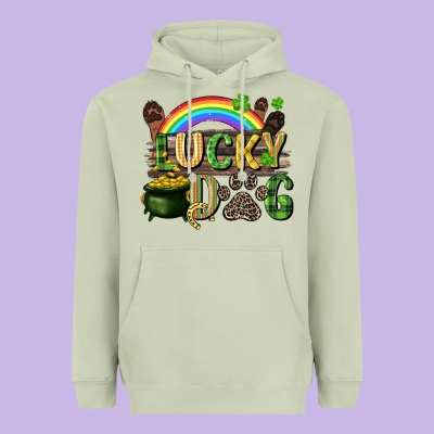 Lucky Dog St. Patrick's Day Heavyweight Hoodie Designed By Cowgirlartshop