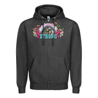 Charcoal Heather Strong Cancer rainbow Cancer Awareness Zipper Hoodie - HowdyJamesFarm