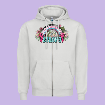 Strong Cancer Rainbow Cancer Awareness Zipper Hoodie Designed By Howdyjamesfarm