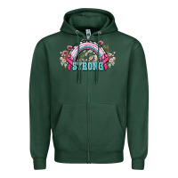 Sports Green Strong Cancer rainbow Cancer Awareness Zipper Hoodie - HowdyJamesFarm