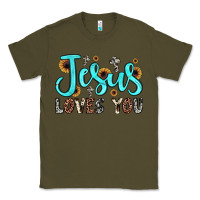 Army Green jesus loves you Classic Tee - JahusDesignShop