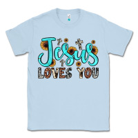 Dusty Blue jesus loves you Classic Tee - JahusDesignShop
