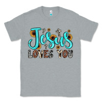 Heather Grey jesus loves you Classic Tee - JahusDesignShop