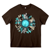 Chocolate Brown western sunflower gemstone Heavy Core Tee - JahusDesignShop