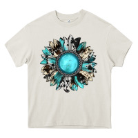Cream western sunflower gemstone Heavy Core Tee - JahusDesignShop