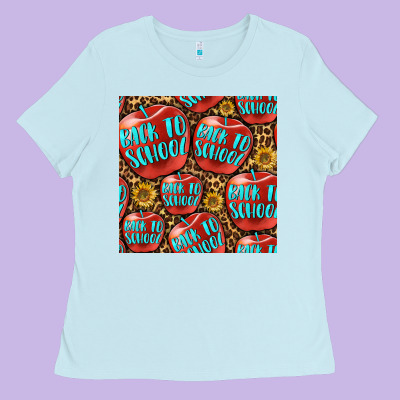 Back To School With Apple Seamless Pattern Ladies Tee Designed By Bundleandbundleshop