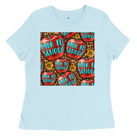 Baby Blue back to school with apple seamless pattern Ladies Tee - BundleAndBundleShop