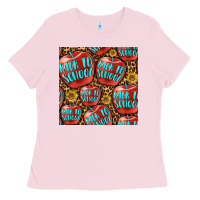 Bubblegum Pink back to school with apple seamless pattern Ladies Tee - BundleAndBundleShop