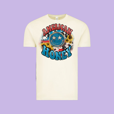 American Honey Smiley Vintage Tee Designed By Nancycooperartshop