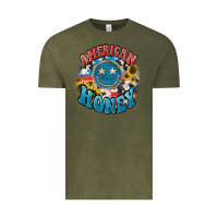Vintage Olive American honey smiley Vintage Tee - NancyCooperArtShop