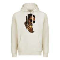 Oatmeal Heather Black man Premium Hoodie - HowdyJamesFarm