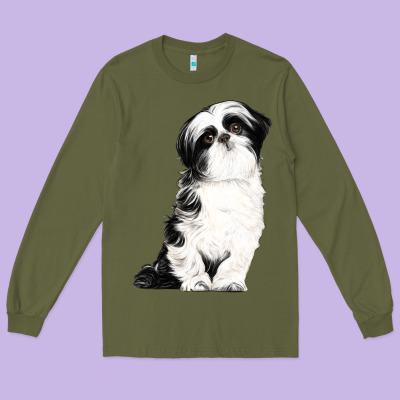Shih Tzu Dog Long Sleeve Tee Designed By Lillyallendesigns