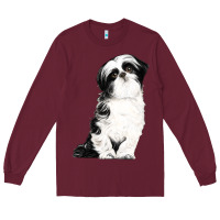 Burgundy shih tzu dog Long Sleeve Tee - LillyAllenDesigns
