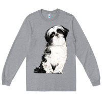 Heather Grey shih tzu dog Long Sleeve Tee - LillyAllenDesigns