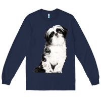 Navy shih tzu dog Long Sleeve Tee - LillyAllenDesigns