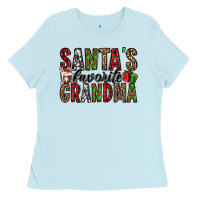 Baby Blue santa's favorite grandma Ladies Tee - Jasminsmagicworld