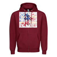 Burgundy 4th of july flag cross Zipper Hoodie - TumblerDesignByShophia