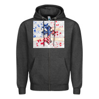 Charcoal Heather 4th of july flag cross Zipper Hoodie - TumblerDesignByShophia