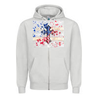 4th Of July Flag Cross Zipper Hoodie | Teevron