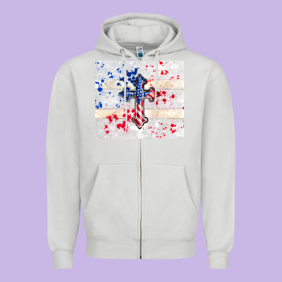 4th Of July Flag Cross Zipper Hoodie Designed By Tumblerdesignbyshophia
